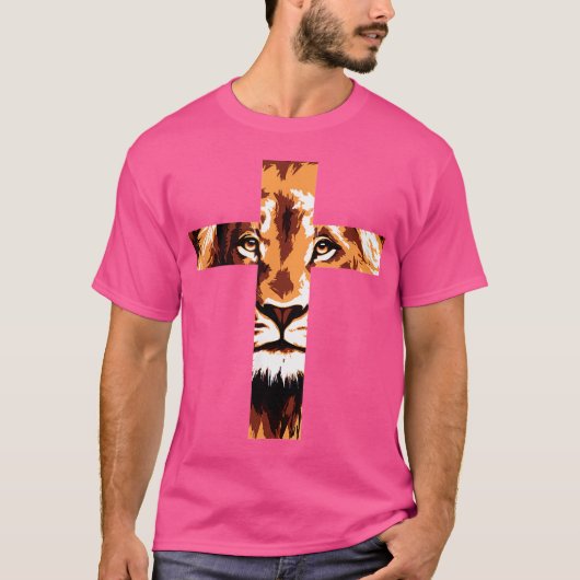 Chirstian Cross Lion Judah Jesus Gott Glaube T-Shirt (Vorderseite)