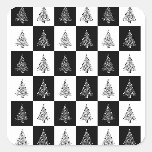 Chirstmas Tree Schach Quadratischer Aufkleber (Vorderseite)