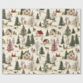 Chirstmas Vintage Village  Geschenkpapier (Flach)