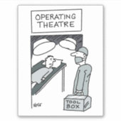 Chirurg hat einen Toolbox-Cartoon. Aufkleber (Vorderseite)