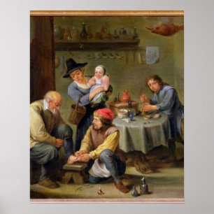 Chirurg versucht, den Fuß eines alten Mannes zu be Poster