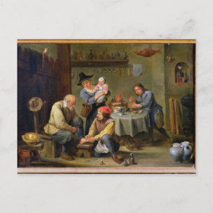 Chirurg versucht, den Fuß eines alten Mannes zu be Postkarte