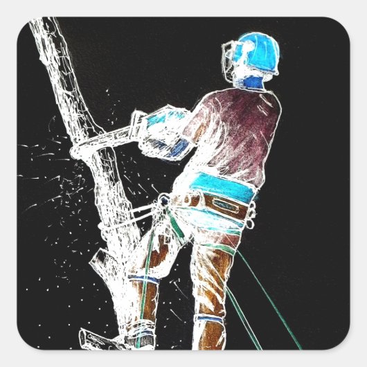 Chirurgin Electric Tree Arborist Kettensäge Quadratischer Aufkleber (Vorderseite)