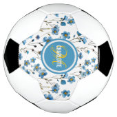 Chirurgisch blaues Blumenmuster mit Monogramm Name Fußball (Gedreht)