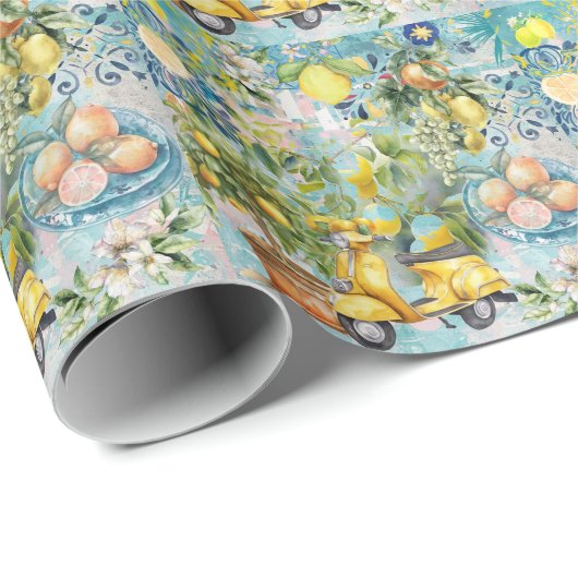 Chirurgisch blaues türkisfarbenes sizilianisches Z Geschenkpapier (Rolleneckpunkt)