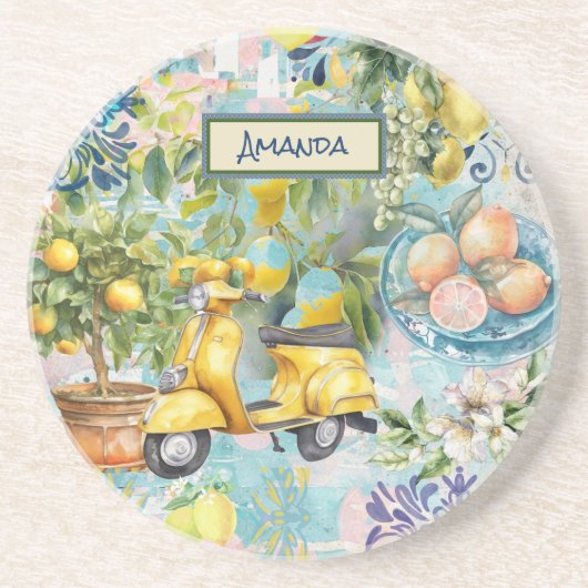 Chirurgisch blaues türkisfarbenes sizilianisches Z Getränkeuntersetzer (Vorne)