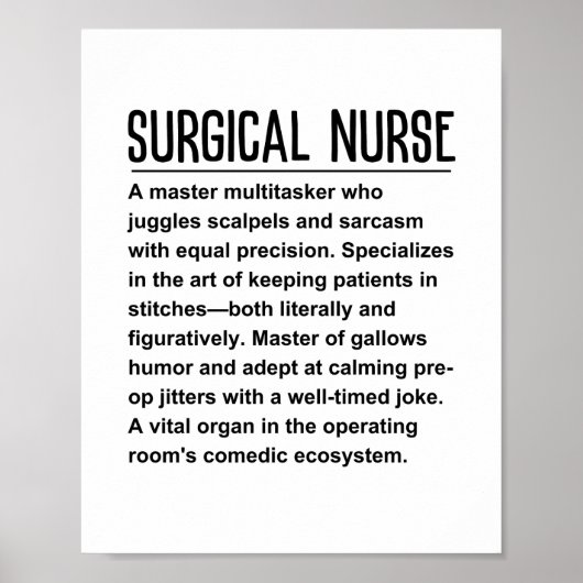 Chirurgische Krankenschwester Poster (Vorne)