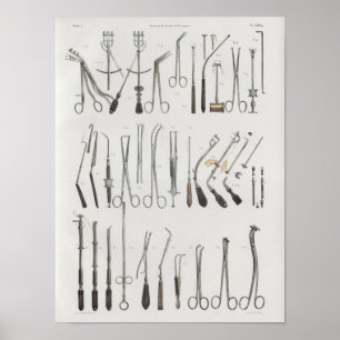 Chirurgische medizinische Instrumente Vintage Anat Poster