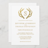 CHISCHER GOLD| RUSTISCHES DEERWEDERMONOGRAM EINLADUNG (Vorne/Hinten)