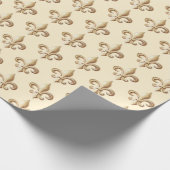 Chiseled Gold Gradient Heraldic Lilie Ivory Geschenkpapier (Ecke)