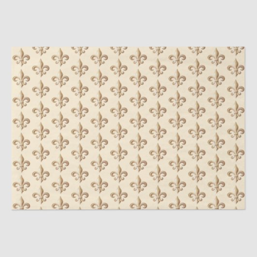 Chiseled Gold Gradient Heraldic Lilie Ivory Seidenpapier (Vorderseite)