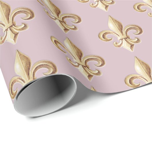 Chiseled Gold Gradient Heraldic Lilie Rose Geschenkpapier (Rolleneckpunkt)
