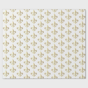 Chiseled MetallicGold Heraldic Lilie Paris Geschenkpapier