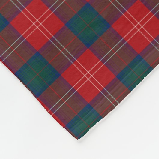 Chisholm Clan Tartan Red and Green Scottish Karier Fleecedecke (Ecke)