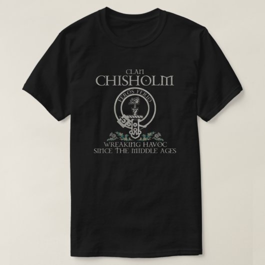 Chisholm Colonial Clan Wappen Schottischer Nachnam T-Shirt (Design vorne)