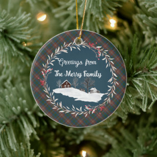 Chisholm Jagd Antiker Original Schottischer Tartan Keramik Ornament