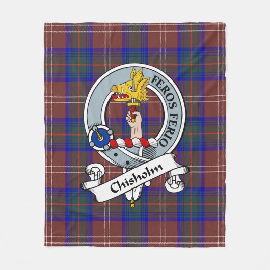 Chisholm Jagd Moderner Klan Abzeichen Tartan Karie Fleecedecke (Vorderseite)