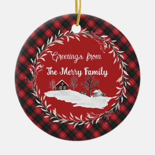 Chisholm Modern Original Scottish Tartan Keramik Ornament (Vorne)