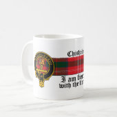 Chisholm schottisches Wappen und Tartan-Tasse Kaffeetasse (Vorderseite Links)