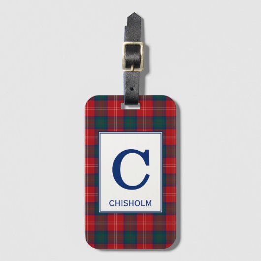 Chisholm Tartan Kariertes rotes und blaues Muster Gepäckanhänger (Vorderseite Vertikal)