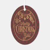 Chisholm Weathered Scottish Tartan Christmas Ornament Aus Metall (Vorderseite links)