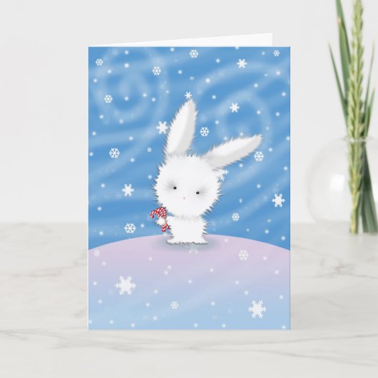 Chistmas Bunny Card Snow Bunny Sonniges Wetter Feiertagskarte (Vorderseite)