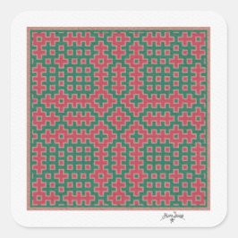 Chistmas Themed, Hitomezashi inspirierte Tile Quadratischer Aufkleber
