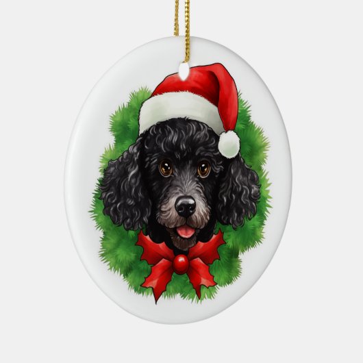 Chistmas Wreath Black Poodle Keramik Ornament (Rechts)