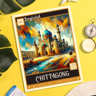 Chittagong, Bangladesch   Vintage Malerei Postkarte