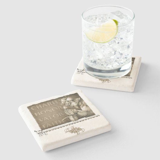 Chivalry-Code Steinuntersetzer (Seitenansicht)