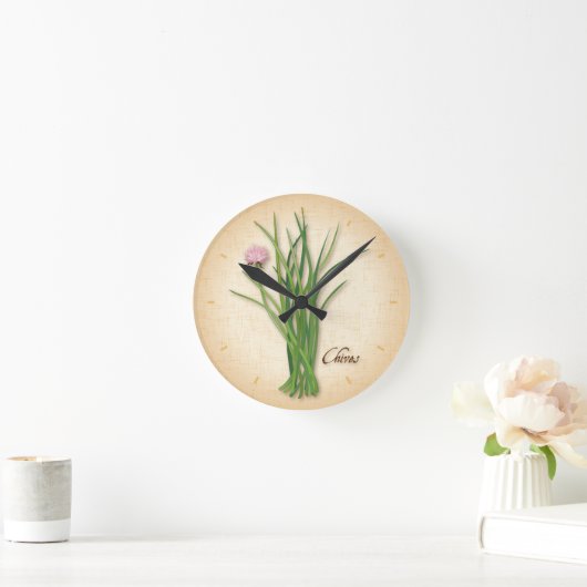 Chives Herb Clock Runde Wanduhr (Zuhause)