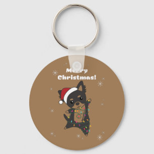 Chiwawa Christmas Dog Winter Animals Hunde Schlüss Schlüsselanhänger