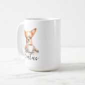 Chiwawa Hund mit Kaffee-Tasse, Hund mit Haltung Kaffeetasse (Vorderseite Links)