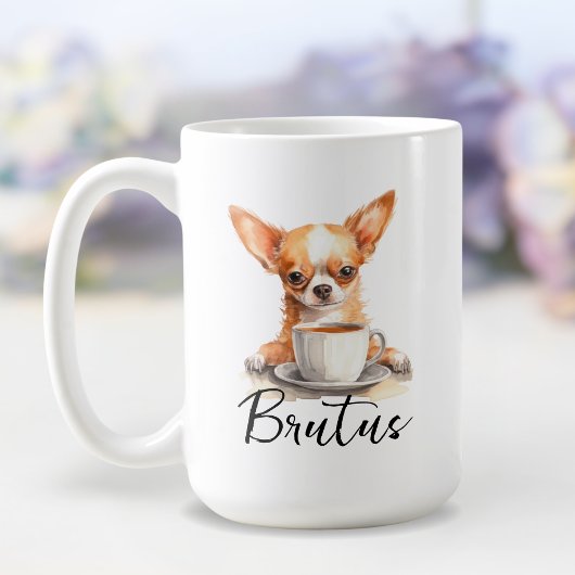 Chiwawa Hund mit Kaffee-Tasse, Hund mit Haltung Kaffeetasse