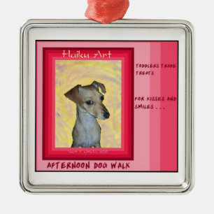 Chiweenie Haiku-Kunst-Verzierung Silbernes Ornament