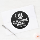 Chiweenie Mama Welppy Heart Paw Liebe Runder Aufkleber (Umschlag)