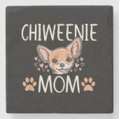 Chiweenie Mom chihuahua niedlicher Hundebesitzer L Steinuntersetzer (Vorderseite)