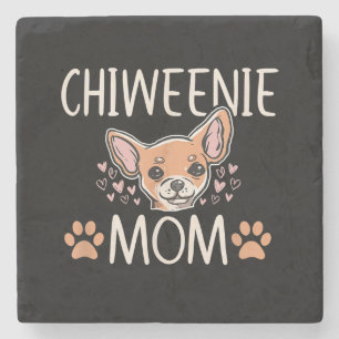 Chiweenie Mom chihuahua niedlicher Hundebesitzer L Steinuntersetzer
