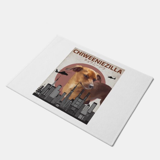 Chiweeniezilla Funny Chiweenie T - Shirt Dog Lover Fußmatte (Schrägansicht)