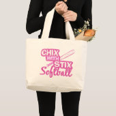 Chix mit Stix Softball Jumbo Stoffbeutel (Vorderseite (Produkt))