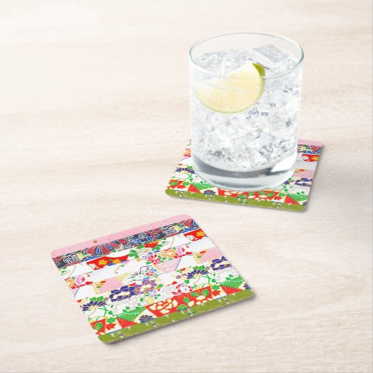 Chiyogami Rice Paper Pattern Rechteckiger Pappuntersetzer (Vor Ort)