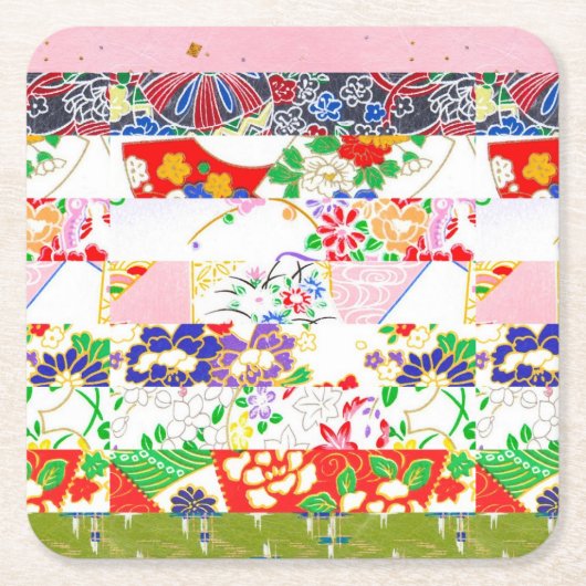 Chiyogami Rice Paper Pattern Rechteckiger Pappuntersetzer (Vorderseite)