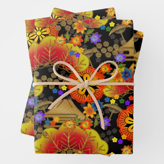 Chiyogami Yuzen Washi Stil Muster Wrapping Paper Geschenkpapier Set (Beispiel)