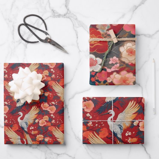 Chiyogami Yuzen Washi Style Muster Geschenkpapier Set (Vorderseite)