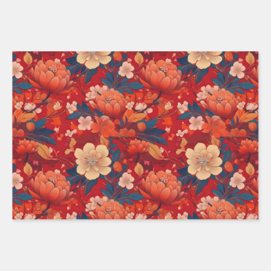 Chiyogami Yuzen Washi Style Muster Geschenkpapier Set (Vorderseite 2)