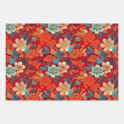 Chiyogami Yuzen Washi Style Muster Geschenkpapier Set (Vorderseite)