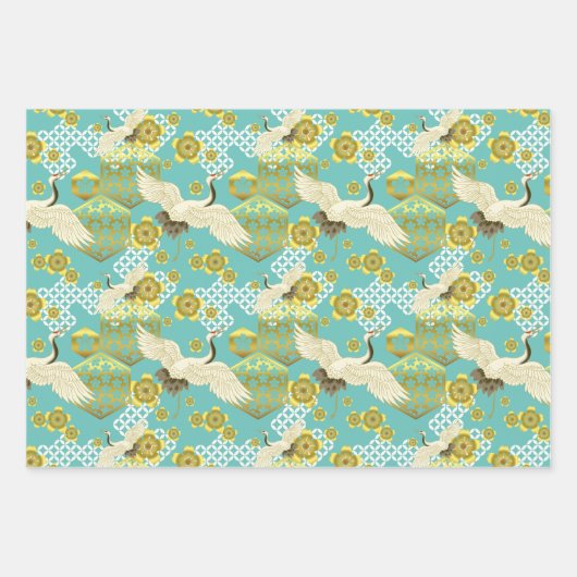 Chiyogami Yuzen Washi Style Muster Geschenkpapier Set (Vorderseite 3)