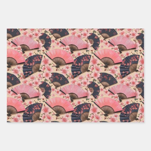 Chiyogami Yuzen Washi Style Muster Geschenkpapier Set (Vorderseite 3)