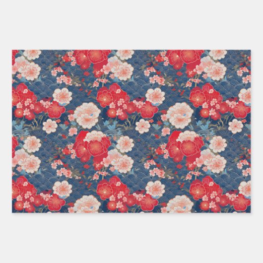 Chiyogami Yuzen Washi Style Muster Geschenkpapier Set (Vorderseite)