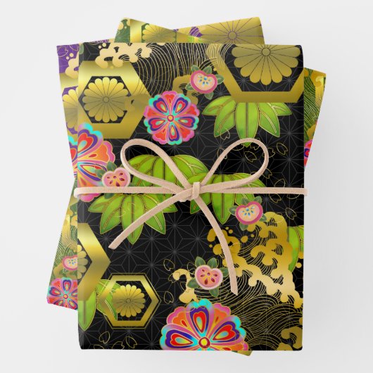 Chiyogami Yuzen Washi Style Muster Geschenkpapier Set (Beispiel)